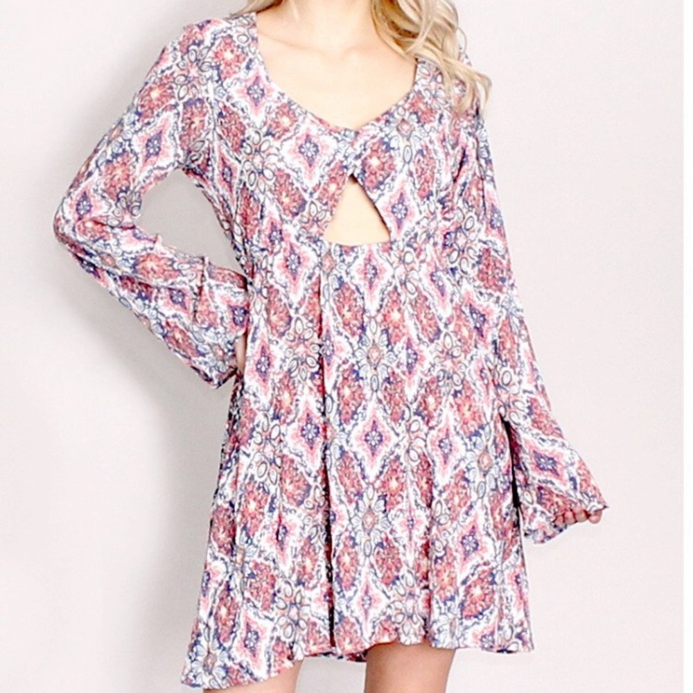 Bell Sleeve Colorful Dress